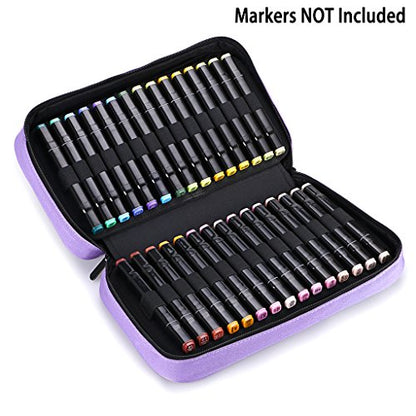 BTSKY Art Marker Carrying Case Lipstick Organizer-60 Slots Canvas Zippered - color: Purple