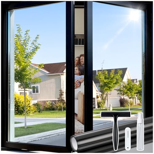 rabbitgoo Window Tint, One Way Privacy Film, Black Silver, 23.6" x 78.7" - color: Black Silver, size: 23.6" X 78.7"