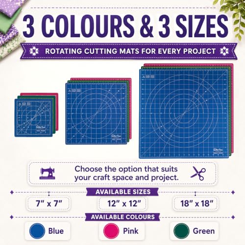 The Quilted Bear 7" x 7" Rotating Self-Healing Cutting Mat, Blue - color: Blue, size: 7"L x 7"W