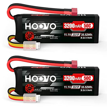 HOOVO 3S 11.1V 3200mAh 50C RC Lipo Battery with T Connector(2 Packs)