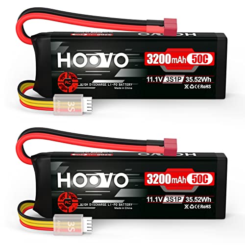 HOOVO 3S 11.1V 3200mAh 50C RC Lipo Battery with T Connector(2 Packs)