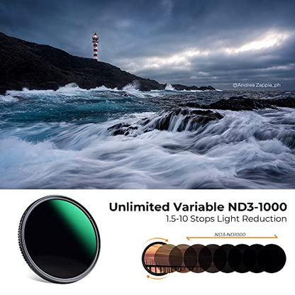 K&F CONCEPT 58mm Variable ND Lens Filter ND3-1000 (1.5-10Stops) D-Series - size: 58MM