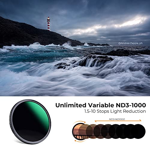 K&F CONCEPT 62mm Variable ND Lens Filter ND3-1000 (1.5-10Stops) D-Series - size: 62MM