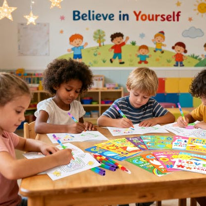 BenLouis 24 Bible Verse Mini Coloring Books with 24 Crayons for Kids Bulk - style: Bible