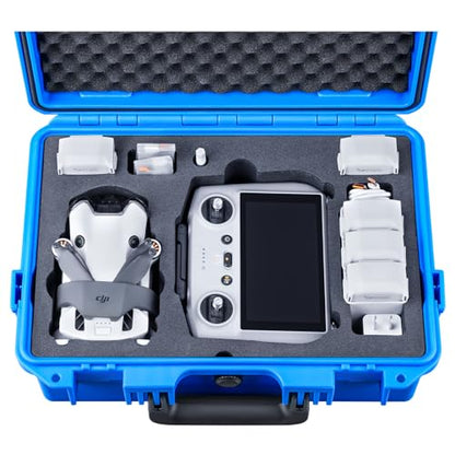 Lykus Titan MM410 Waterproof Hard Case (Blue) for DJI Mini 4 Pro/Mini 3/Pro and DJI RC 2/RC/RC-N2/N1, Support 7 batteries and RC lanyard [CASE ONLY] - color: Blue