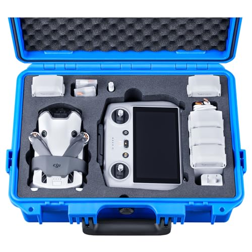 Lykus Titan MM410 Waterproof Hard Case (Blue) for DJI Mini 4 Pro/Mini 3/Pro and DJI RC 2/RC/RC-N2/N1, Support 7 batteries and RC lanyard [CASE ONLY] - color: Blue