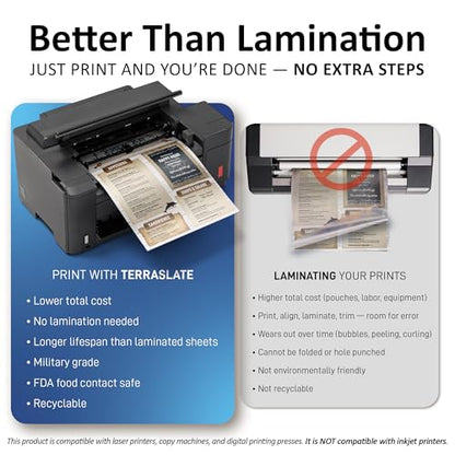 TerraSlate Copy Paper Waterproof Laser Printer, Rain Weatherproof, 5 Mil, 8.5x11-inch, 500 Sheets - size: 500 Sheets