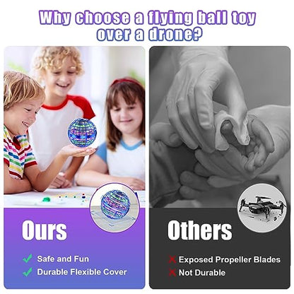 XINHOME 2 Pcs Flying Orb Ball Toys(Blue+Pink) Soaring Hover Boomerang Spinner Hand Controlled Mini Drone for Kids Adults Outdoor Indoor