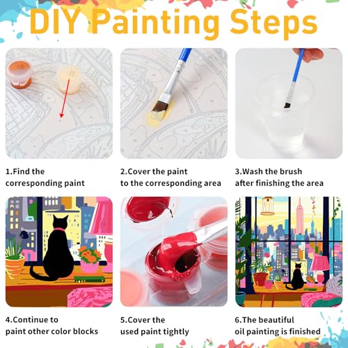 Mandun Cat Paint by Numbers Kit for Adults, 16x20 inch - color: Cat