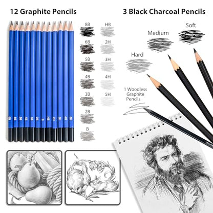 Smilo 76-Piece Art Supplies Sketching Kit with Sketchbook and Travel Case