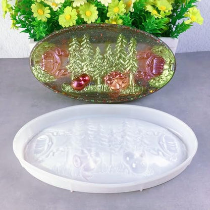 Christmas Oval Tray Home Decoration epoxy Resin Silicone Mold 8933