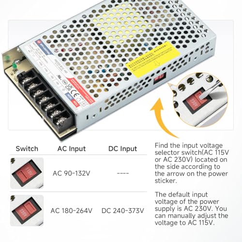 BTF-LIGHTING Power Supply DC12V 200W UL Recognized Component for LED Strip - size: 12V200W