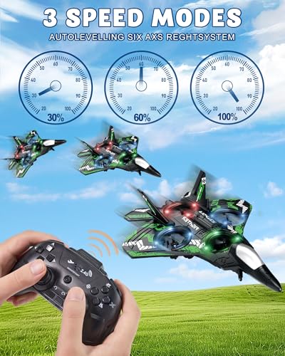 JoyRapt Drones for Kids, RC Plane, Remote Control Airplane with LED, Green - color: Green