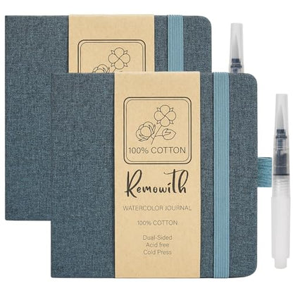 Watercolor Journal Sketchbook 2 Pack 5.5x5.5 Navy Blue - color: Navy Blue, size: 5.5x 5.5 Inch 2 Pack