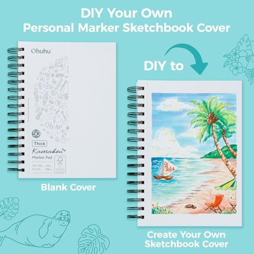 Ohuhu 5.5"x8.5" Double-Sided Bleedproof Marker Pad Art Sketchbook 50 Sheets - size: 5.5" x 8.5"