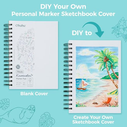 Ohuhu 5.5"x8.5" Double-Sided Bleedproof Marker Pad Art Sketchbook 50 Sheets - size: 5.5" x 8.5"