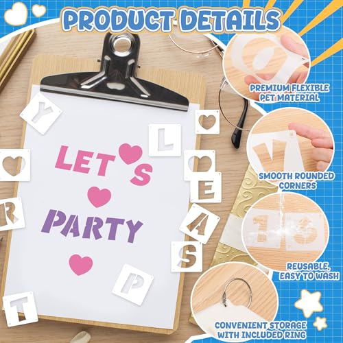Letter Stencils 40 Pcs, Reusable Alphabet Number Stencils (2Inch) - size: 2Inch