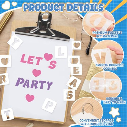 Letter Stencils 40 Pcs, Reusable Alphabet Number Stencils (2Inch) - size: 2Inch
