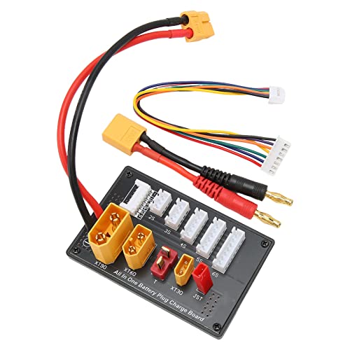 Generic 5 in 1 Lipo Battery Parallel Charging Board, Multi Charger Plate with XT30 XT60 XT90 JST T Connector, Ideal for Imax B6 B6AC IDST