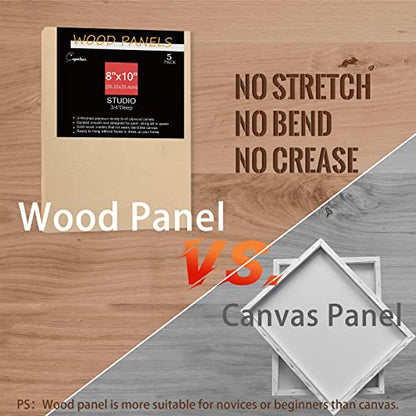 Cupohus 8'' x 10'' 5 Packs Unfinished Wood Canvas Panels for Painting - size: 8" x 10"