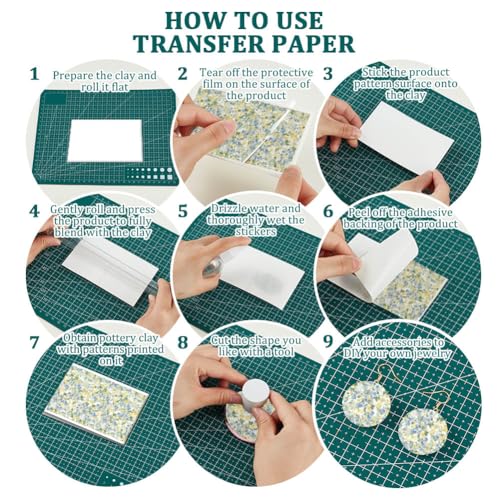 OLYCRAFT 24Pcs 4 Styles Wildflowers Clay Transfer Paper for Polymer - style: Wildflower