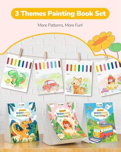 TECJOE 3 Pack Paint with Water Books, Kids Watercolor Activity Set - color: Traffic & Princess & Dinosaur
