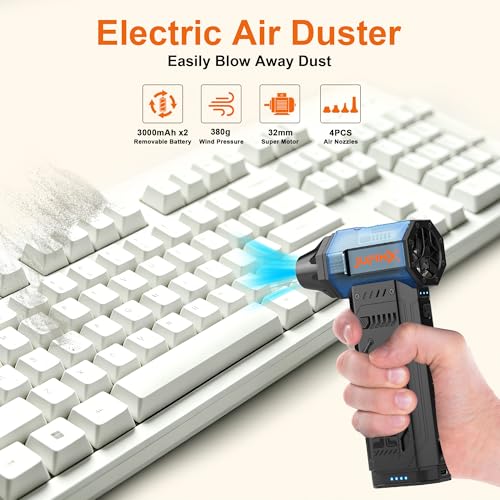 Electric air Duster，250,000RPM Super Power mini Blower,2 Swappable Battery