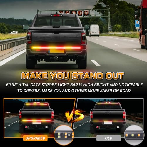 XRIDONSEN 48 inch 288 LED Tailgate Lights Rear Strobe Lights - color: Amber/Red