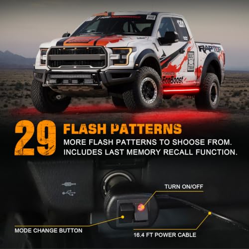 XRIDONSEN 2 Pack 60 inch Red Running Board Emergency Lights Strip - color: Red