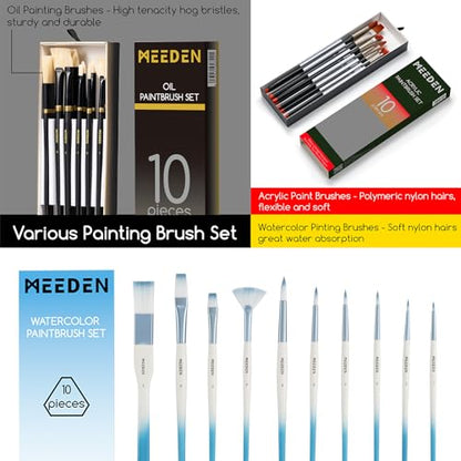 MEEDEN 142 PCS Painting Kit: Art Supplies with Aluminum & Tabletop Easel - size: 142pcs