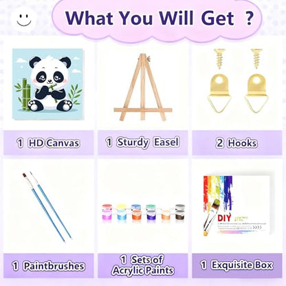 Gemozaic Panda Paint by Numbers Kit for Kids Ages 4-12 with Frame & Easel - color: BKH1889