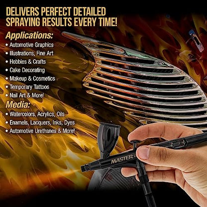 Master Elite Plus Airbrush Set Model 120 Dual Action Airbrush Kit with Case - size: .3mm