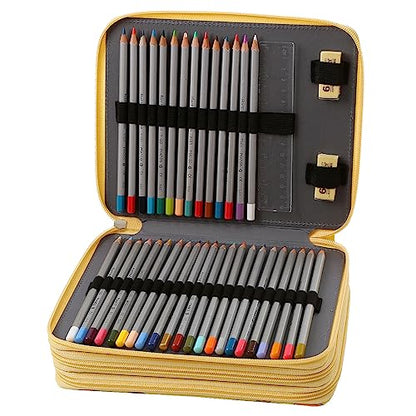Lbxgap120 Slots Pencil Case 3-Layer Zipped Holder With Handle - color: Bee, size: 120