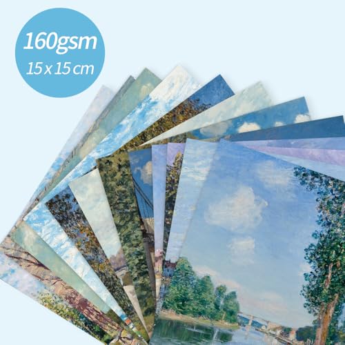 6x6" Cardstock Single Sided Scrapbooking,Craft Decorative Scrap Book Paper - color: 24sheets-famous paintings