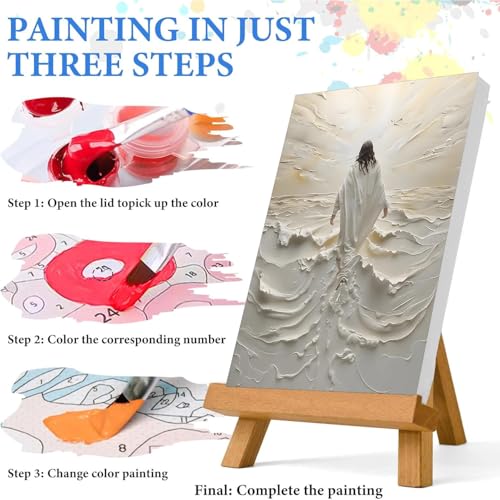 Jesus Paint by Numbers Kit for Adults Framed Canvas 12X16 in, Frameworkless - color: YH02809
