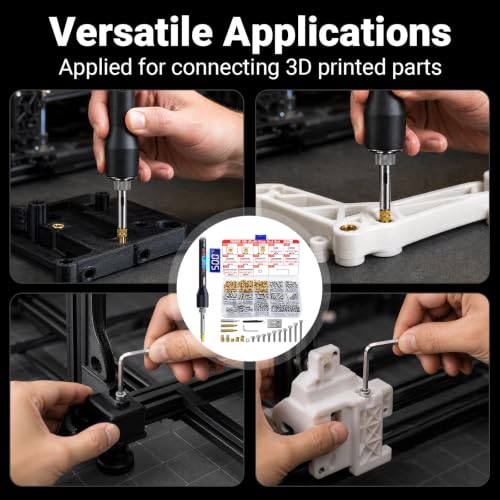 M6 Heat Set Insert Kit 181PCS Threaded Inserts 60W Soldering Iron, Heat Insert Tips, Nuts & Screws, Threaded Insert Installation Tool Set with Stand and Tweezers for 3D Printing - size: M6