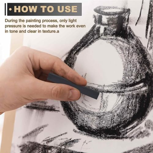 MECCANIXITY Compressed Charcoal Sticks, 8B Grade Square Vine Charcoal Sticks Set Art Supplies for Painting Drawing Sketching Shading Artists Beginners(Pack of 6) - style: 8B