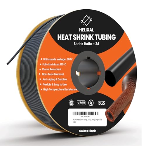 1/8" 3.2mm HELIXAL 2:1 Heat Shrink Tubing 120ft Spool with Airtight Seal - size: 1/8" - 120ft