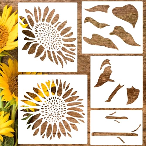 Large Flower Stencils for Wood Fence Walls Sunflower Stencils for Painting - style: Sunflower