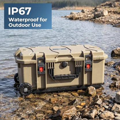Weatherproof Hard Case, Stackable Trolley Case with Wheels, Hook and Loop Divider & Strap, IP67 Waterproof Box for Camera, Drones and Gear, 21.7" x 13.8" x 8.7", Lignt Coffee - color: Lignt Coffee
