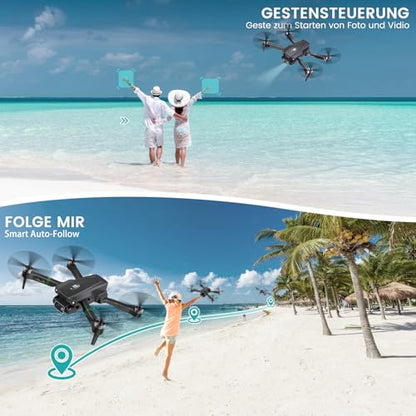 Drones with Camera for Adults 1080P Mini Drone with Camera Foldable Drones for Adults RC Quadcopter, Altitude Hold, One Key Take Off, 3D Flip, 3 Batteries