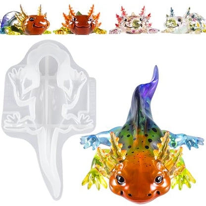 Let's Resin Large Axolotl Resin Molds Silicone, 3D Animal Silicone Molds