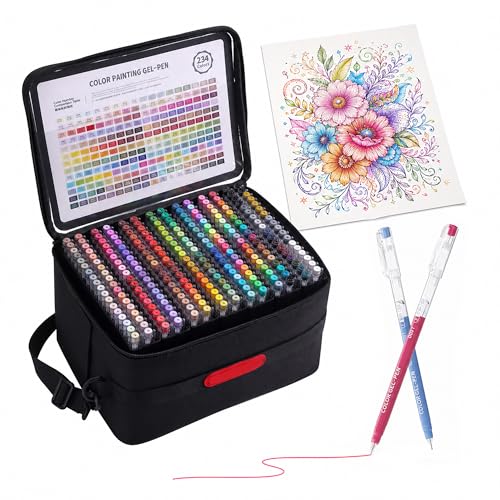 252 Pcs Acrylic Gel Pens Set, 234 Unique Colors 0.6mm Fine Point