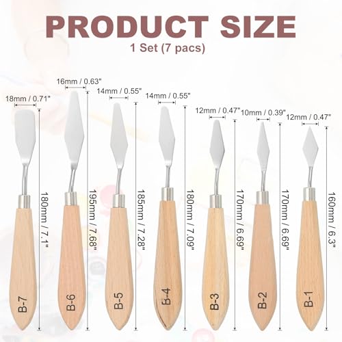 PATIKIL 7Pcs Painting Knife Set Spatula Palette Knife Scraper Pallet Knife