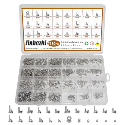 1110Pcs Metric Micro Screws & Nuts Kit, M1 M1.2 M1.4 M1.6 M2 M2.5 - size: M1/1.2/1.4/1.6/2/2.5-1110 Pcs