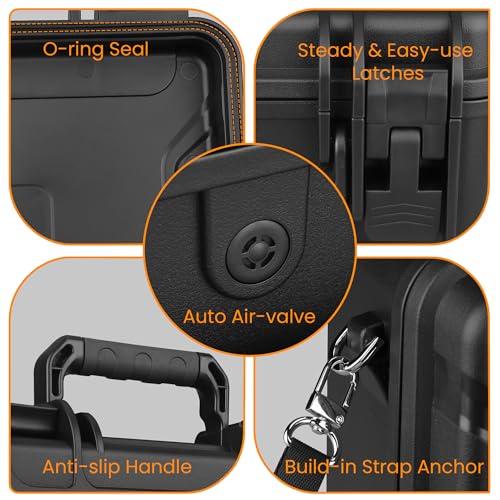 IP67 Waterproof Hard Case 11 Inch with Padded Dividers or Pick and Pluck Foam Interior, Protective Carrying Case for Smaller Mirrorless Cameras, Drones and Electronics