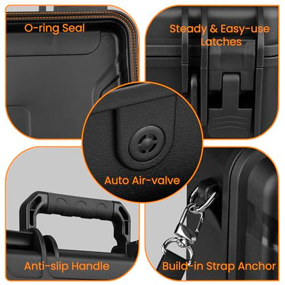 IP67 Waterproof Hard Case 11 Inch with Padded Dividers or Pick and Pluck Foam Interior, Protective Carrying Case for Smaller Mirrorless Cameras, Drones and Electronics