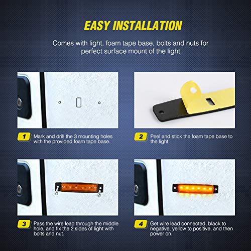 Nilight 3.8 Inch 6 LED Amber Trailer Side Marker Lights,10 Pack - color: 3.8" Amber 10Pcs