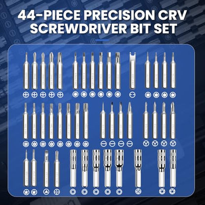 59Pcs Multi Bit Precision Screwdriver Set with 44 CRV Bits & 15 Accessories, Magnetic Small Electronics Repair Tool Kit with Ergonomic Handle & Storage Case/Repair Tool Bag - color: 58 Pcs