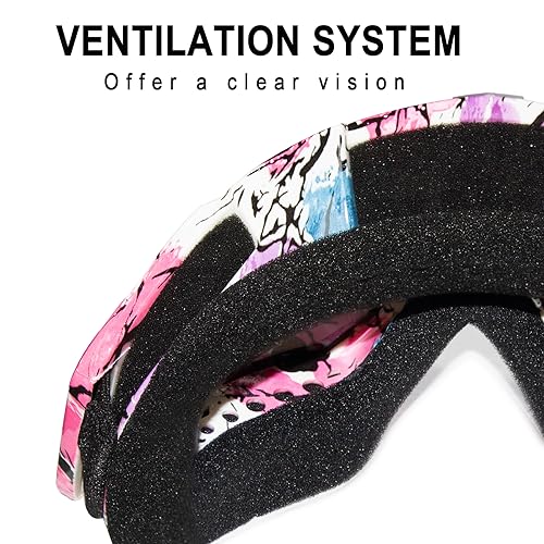 Dirt Bike Goggles Motorcycle ATV Glass Riding Four Wheeler Offroad Mx Racing Helmet Goggles - color: Pink Frame+color Pink Lens